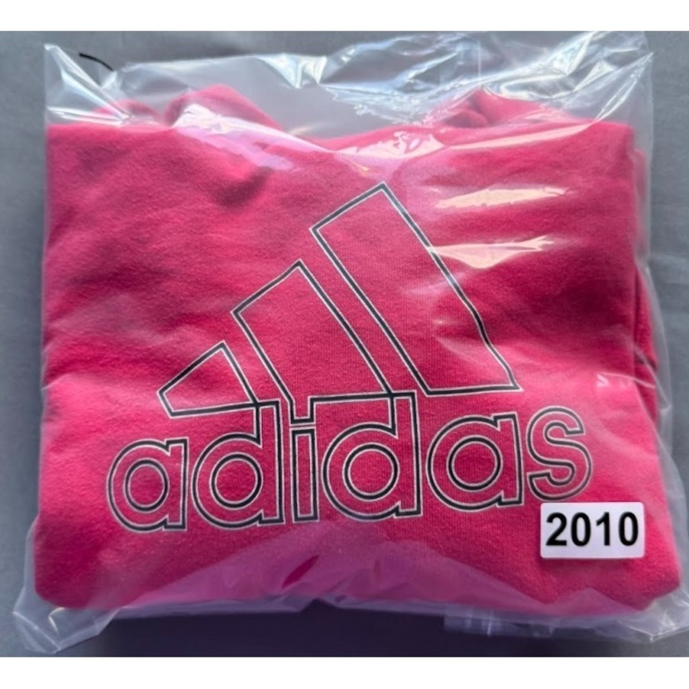 Adidas Youth Girls Crooped Hoodie M (10/12) Pink Logo 3 Stripe Pullover Pockets - Picture 14 of 14